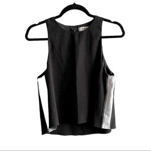 DO + BE Sleeveless Cropped Tank Top Sleeveless Blouse Black White Side Stripe L